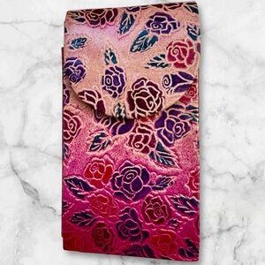 Leather Embossed Flower Design Phone Pouch Crossbody Handmade in India NEW